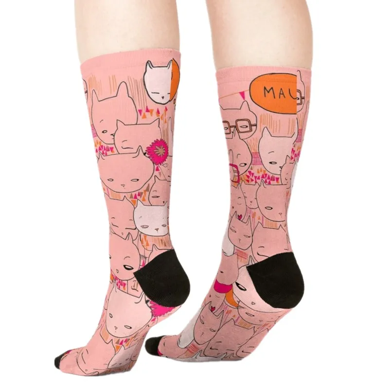 

Women's socks kawaii Checkered Rainbow Beige Printed Socks Woman harajuku Happy Funny Novelty cute girl gift Socks for women