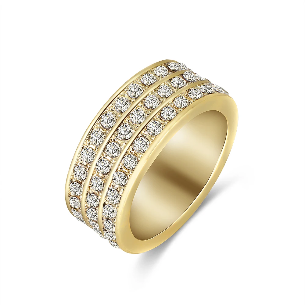 Классическое кольцо золотого цвета мужское женское модное сияющие хрустальные