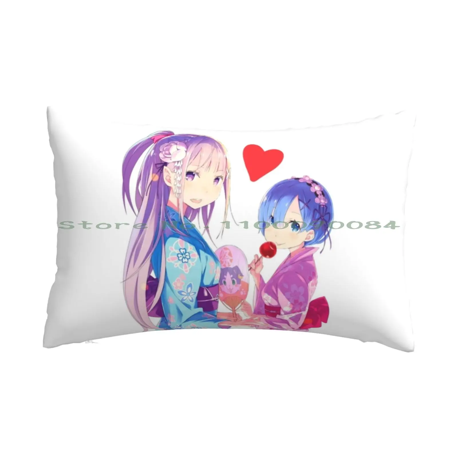 Rem And Emilia Kawaii Re Zero Pillow Case 20x30 50*75 Sofa Bedroom Motor Bike Bonneville Norton Commando Adventure Motorcycle