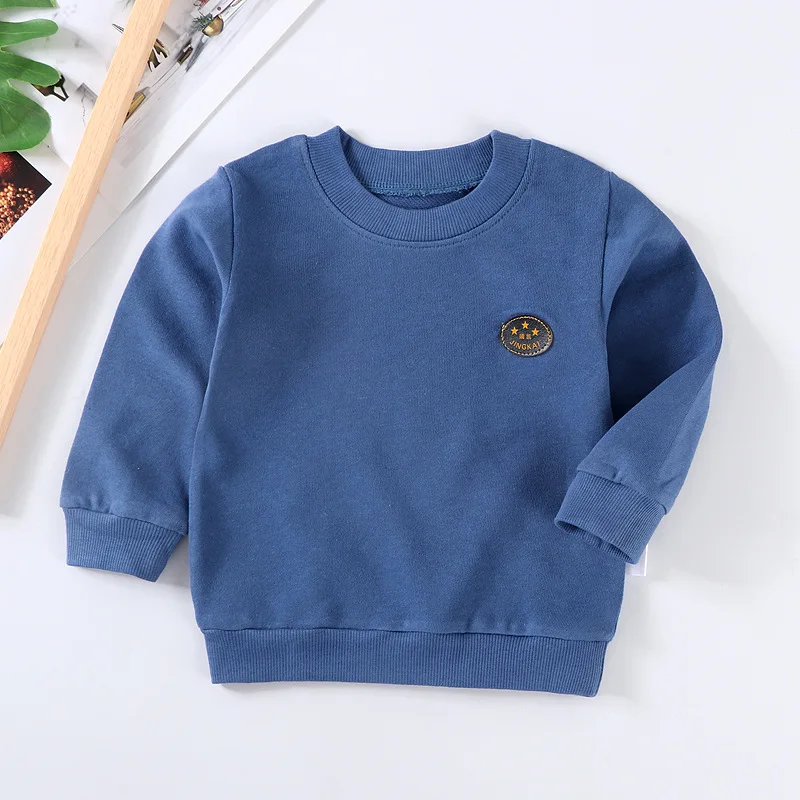 

Popodion Boys And Girls Pullover Solid Color Loose Top CHD20386