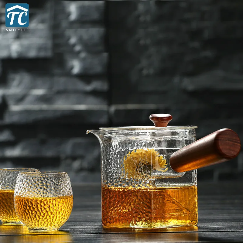 Термостойкий прозрачный чайник из боросиликатного стекла фильтрованный офисный