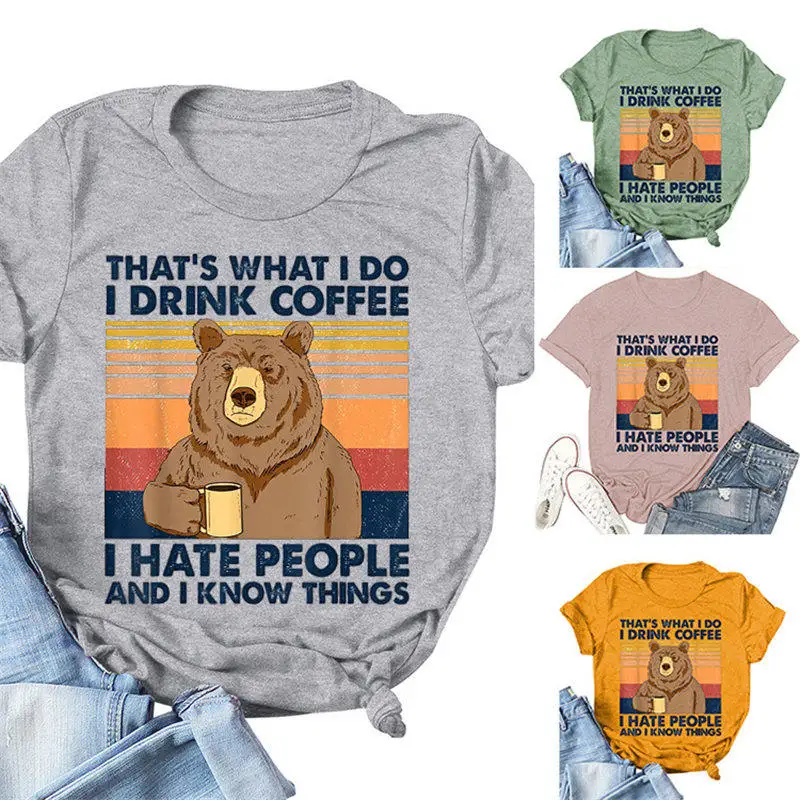 Женская летняя хипстерская футболка с вырезом лодочкой и надписью I DRINK COFFEE HATE