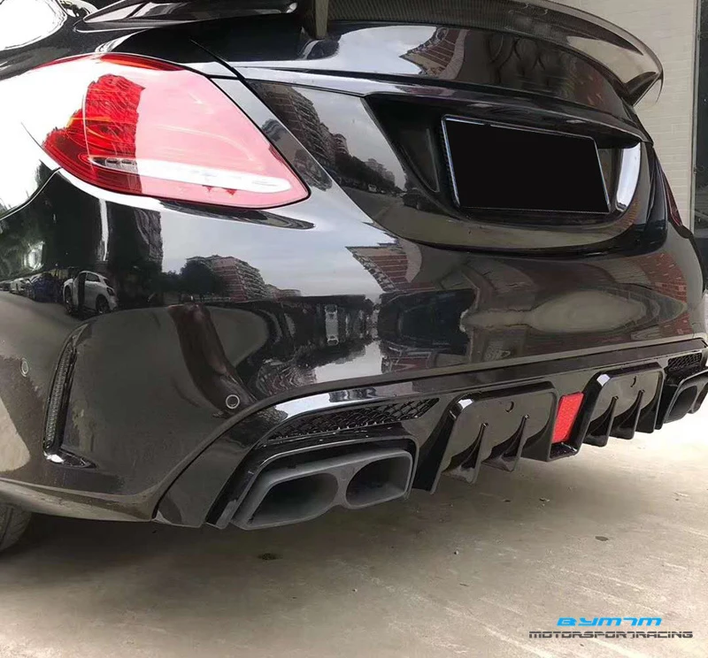 B Стиль PP материал бампер яркий черный задний диффузор выхлопная труба для BENZ C