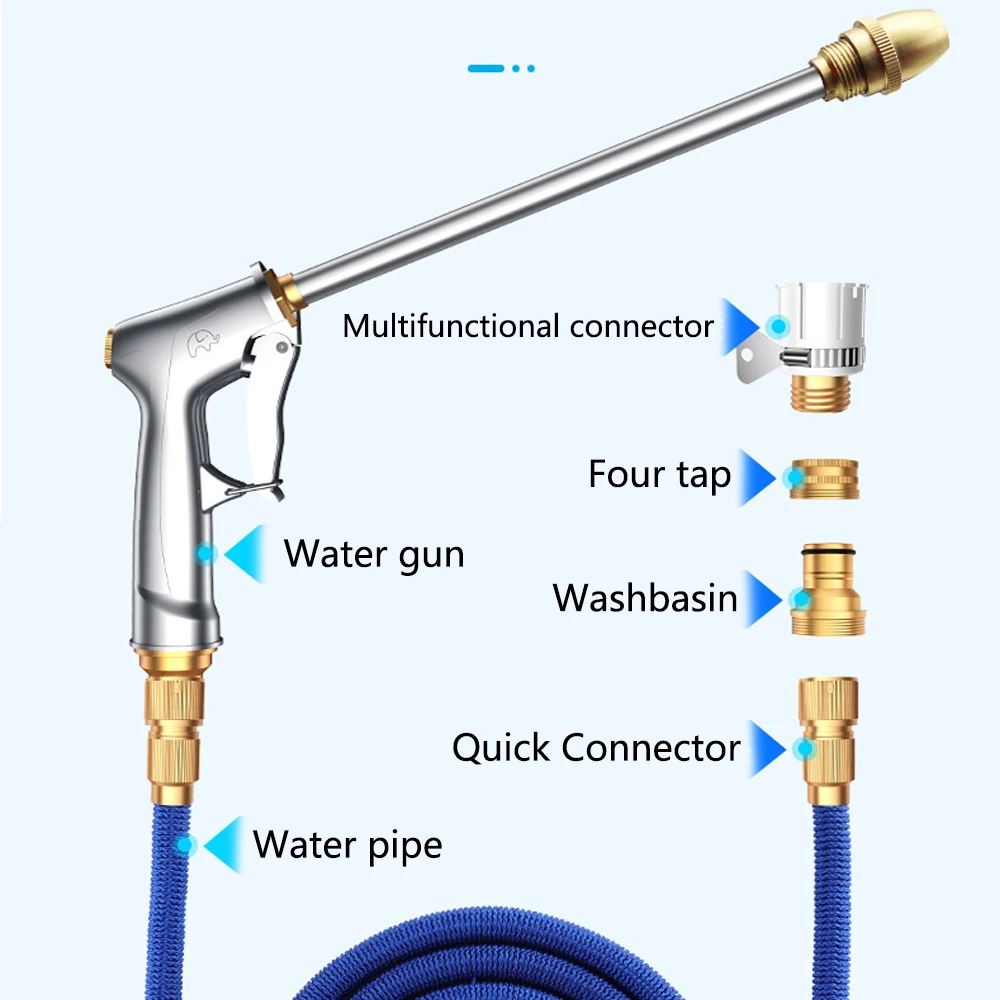 Шланг садовый гибкий растягивающийся с распылителем 25 100 футов|Водяные пистолеты