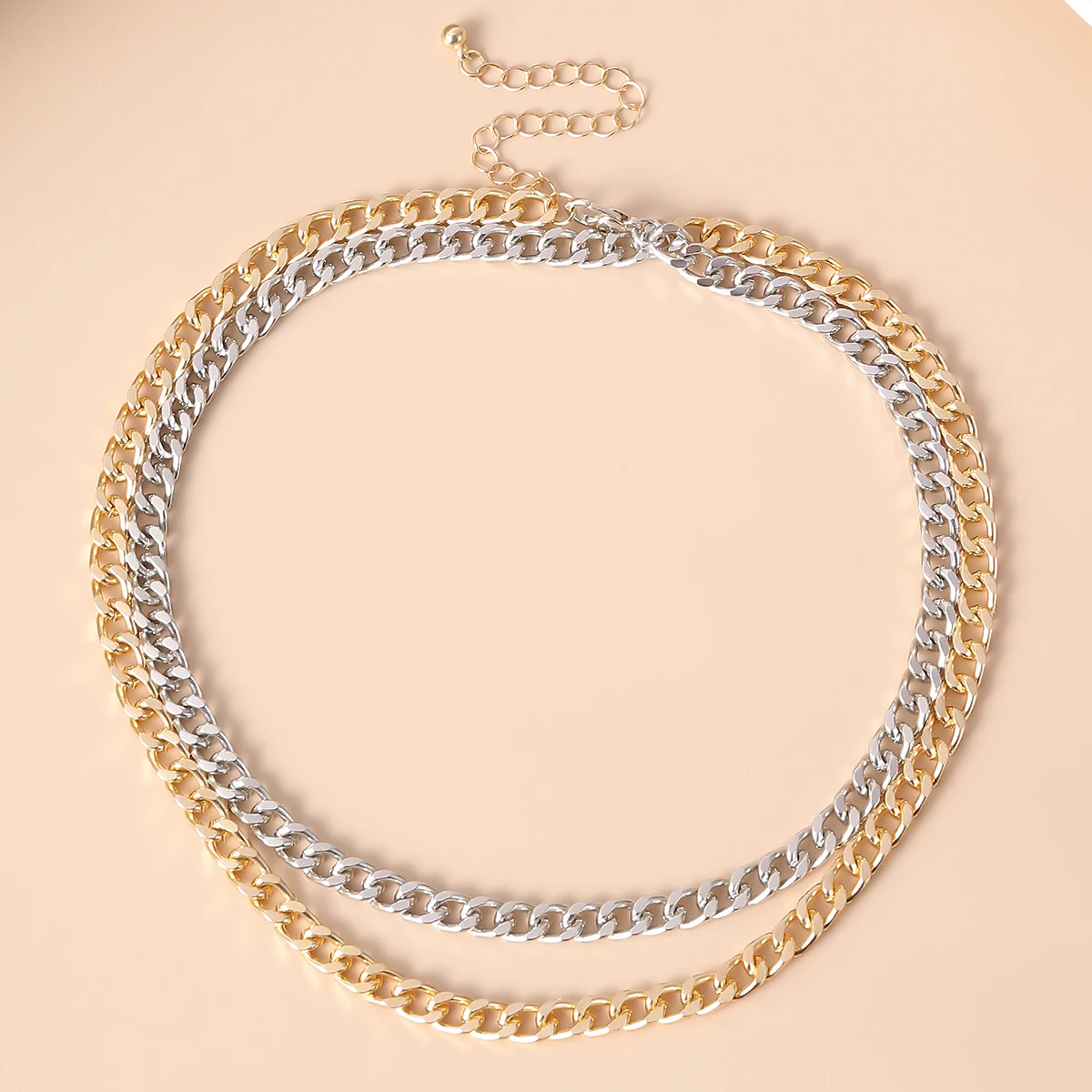 

IngeSight.Z Punk Hip Hop Mix Color Link Chain Choker Necklaces for Women Adjustable Curb Cuban Long Necklace Jewelry Accessories