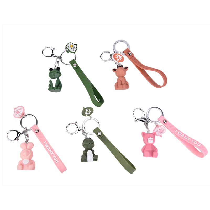 Милый модный брелок с динозавром лягушкой пандой мультяшный из ПУ креативная