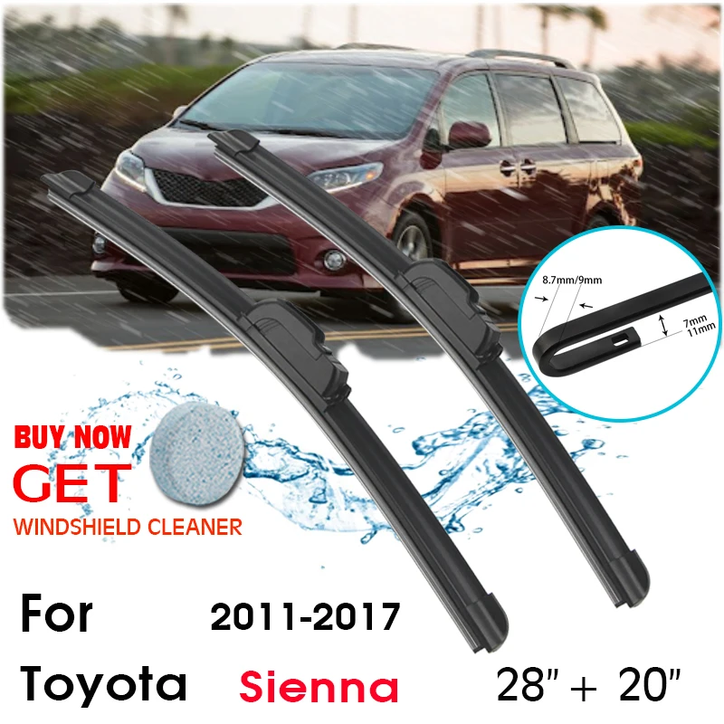 Car Wiper Blade Front Window Windshield Rubber Silicon Refill Wipers For Toyota Sienna 2011-2017 LHD/RHD 28