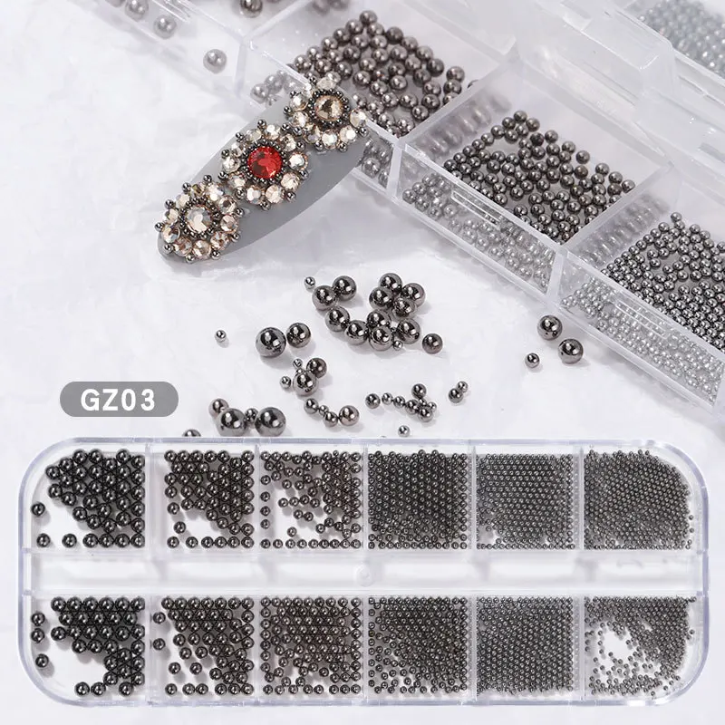 

1.0-3.0mm 3D Micro Nail Caviar Beads Mixed Nail Art Supplies Set Mini Balls Small Nail Studs Charms for Nails Beauty Decorations