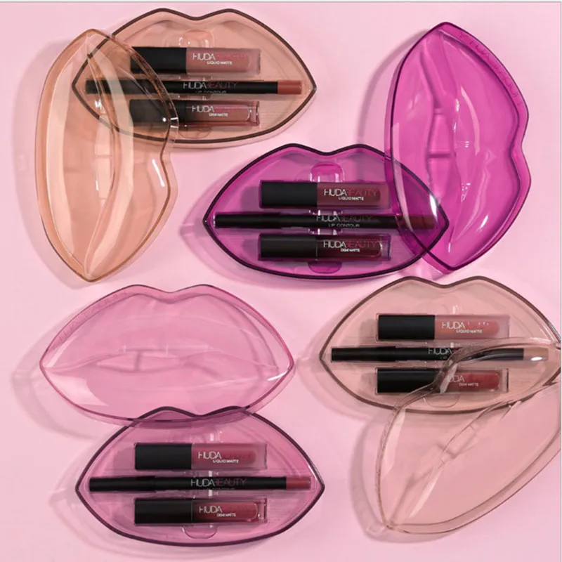 2019 брендовый блеск для губ набор макияжа 2 шт. жидкая губная помада + 1 подводка