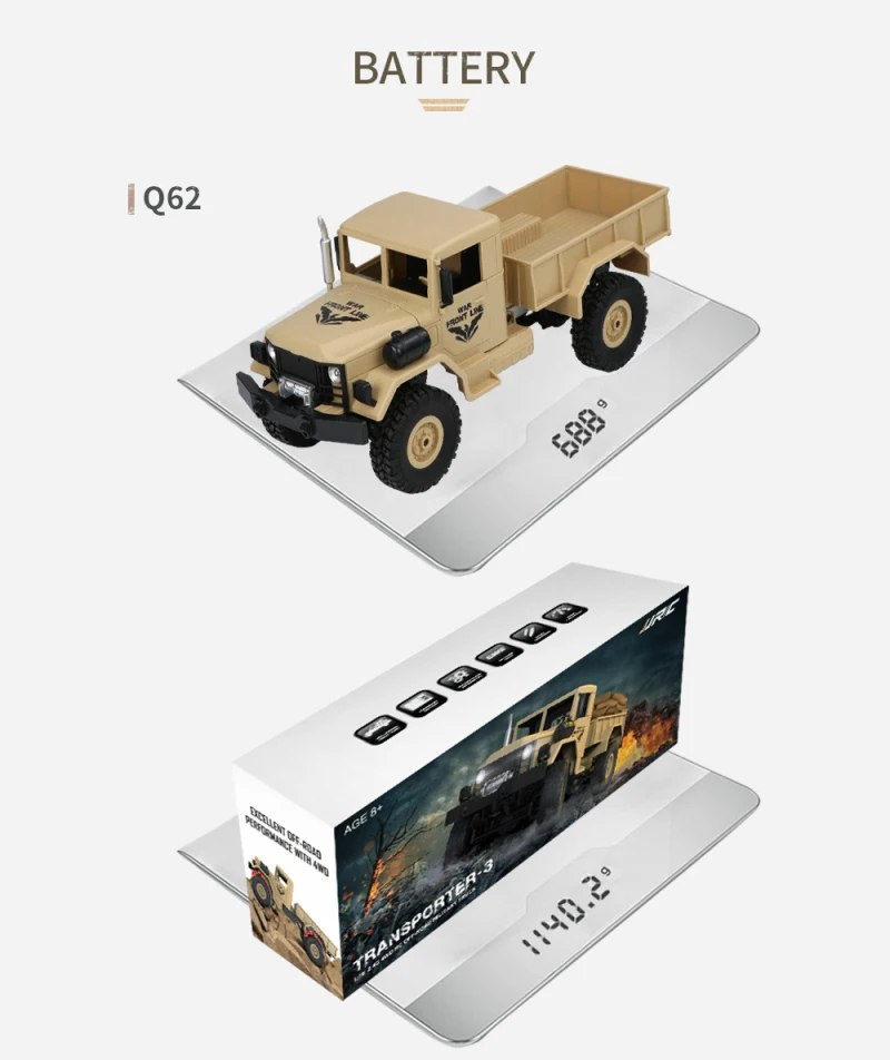 Электрический подарок для мальчика пульт дистанционного управления 4x4 RC Monster Military Car1: 16 езды на автомобиле Рок Гусеничный внедорожный RTR Радиоуправляемая машина