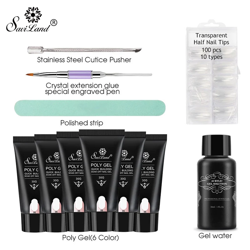 11pcs poly gel set Saviland 11 шт/полигель для ногтей прозрачный камуфляж цвет твердый желе быстрое наращивание ногтей резиновый акриловый поли гель - Цвет: 11pcs poly gel set