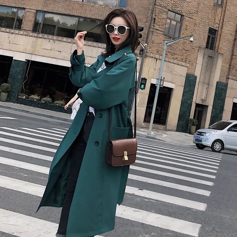 

Spring and Autumn Jacket Women New Style Korean Casual Ladies Small Wild Temperament Loose Mid-length Windbreaker Women
