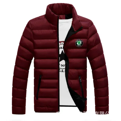 

New Fashio Skoda Car Logo Winter Jackets Parka Men Autumn Warm Outwear Brand Slim Mens Coats Casual Windbreaker