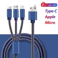 3 in 1 usb cable for apple ios xiaomi redmi note 10 samsung s21 huawei oppo quick charger micro usb cable type c data charger