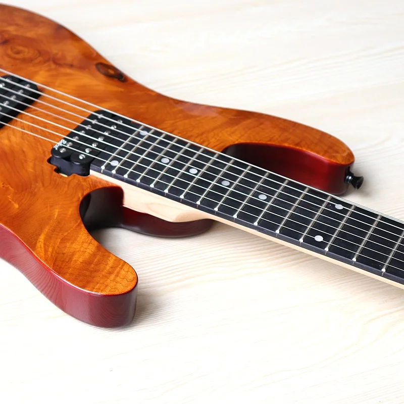 1 stücke kanada ahorn holz neck baum burl top holz 7 string e gitarre 39 zoll 24f hochglanz musical instrument mit fehler free global shipping