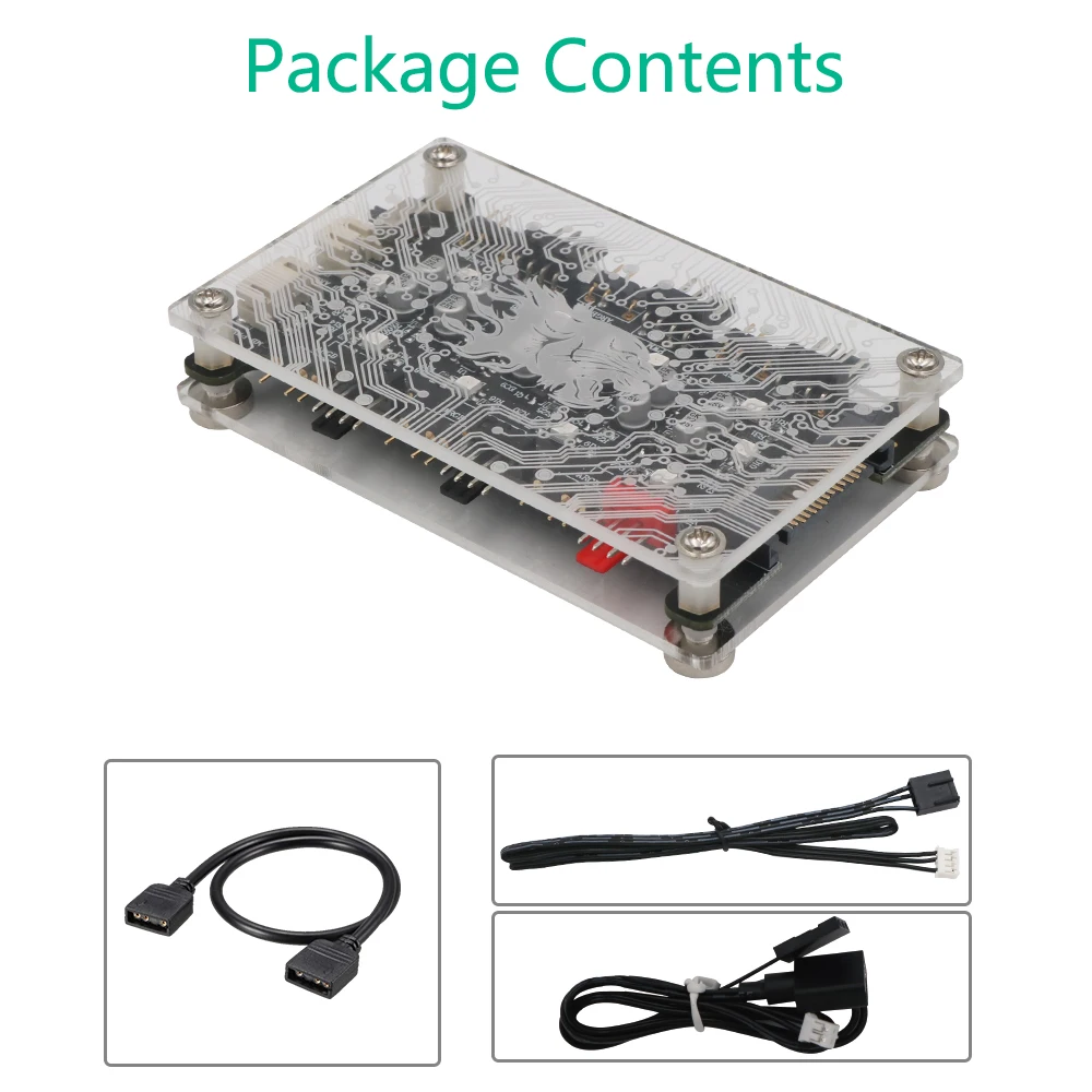 

Newest Version 2 in 1 6-ways 5V ARGB and 12V PWM DC Fan Hub with Acrylic Case and Magnetic Standoff for ASUS/MSI 5V 3Pin LED