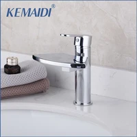 KEMAIDI Chrome Polished Bathroom Basin Sink Mixer Waterfall Tap Solid Brass Single Handle Vessel Vanity Mixer Taps