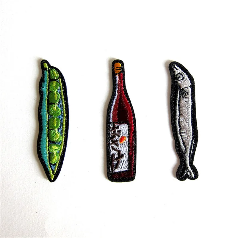 10 teile/los Japan Kawaii Wein Pea Fisch Patches Eisen auf Abzeichen Streifen Mode Kleidung Appliques Nähen Stickerei Billige Aufkleber – Detail 2