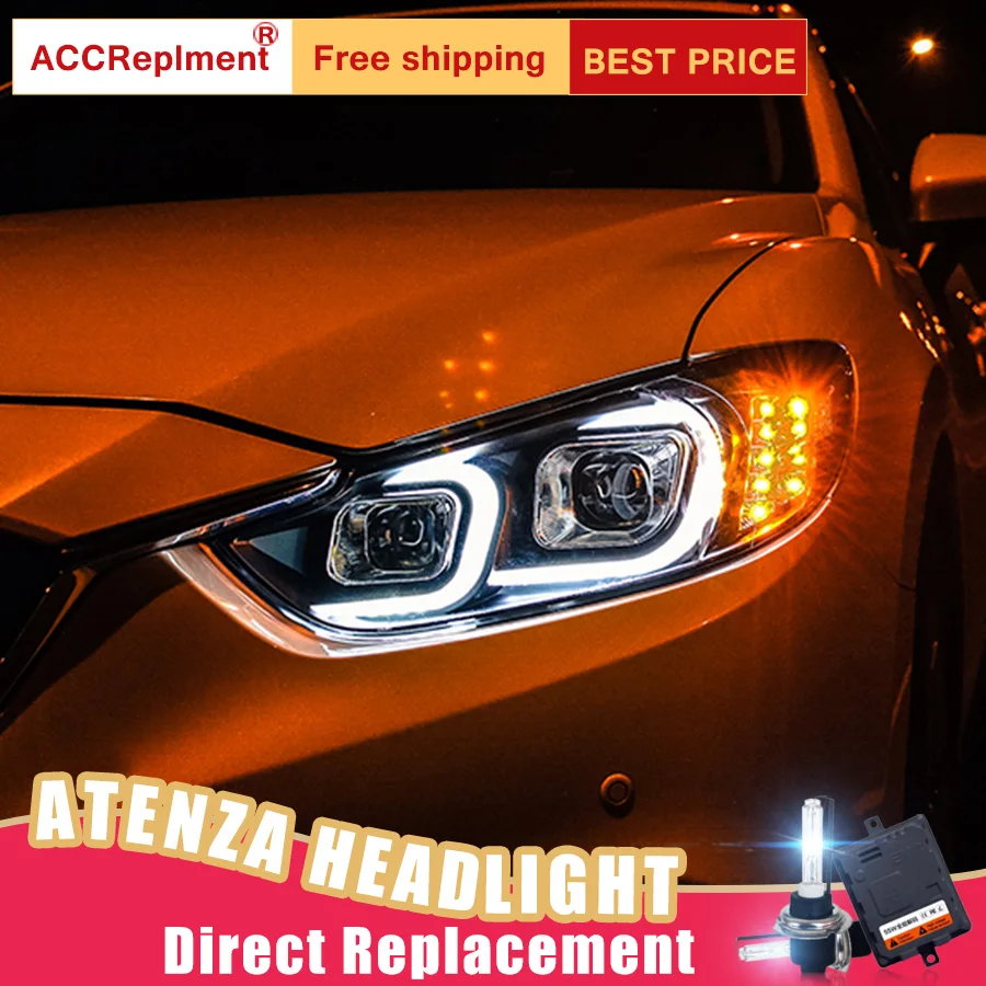 2 шт. светодиодный фары для Mazda 6 Atenza 2014 2015 автомобильный фонарь ангельские глазки