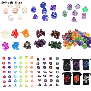 7 шт.компл. цифровые игральные кости многогранные акриловые разноцветные аксессуары для настольных игр