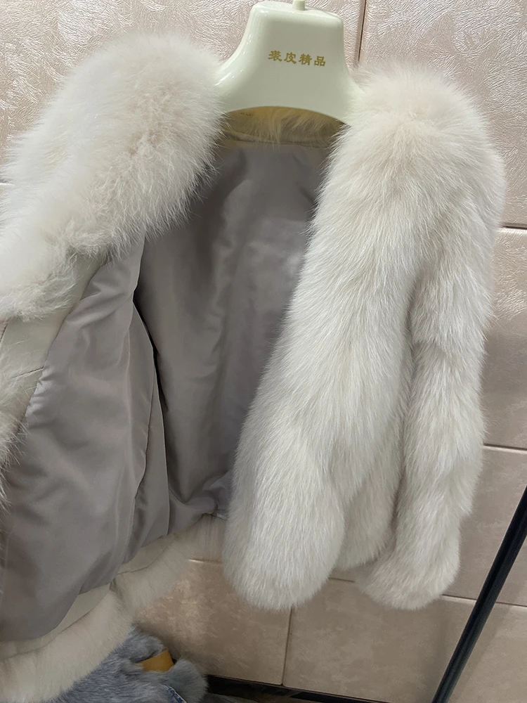 New Arrival 55cm Length Women Winter Fluffy Thick Natural Real Fox Fur Coat Jacket Warm Natural Fox Fur Jacket