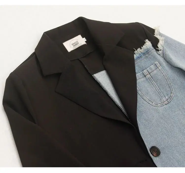 Женские джинсовые костюмы в стиле пэчворк весенние деловые для работы и офиса с