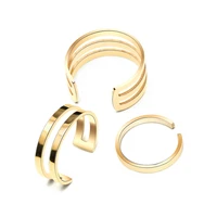 versatile singledoublemultilayer plain ring smooth ring titanium steel 18k gold plated ring for men and women
