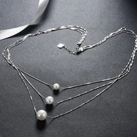 SILVERHOO Shell Pearl Necklaces For Women Real 925 Sterling Silver Three Layers Chains Pendant Necklaces Female Luxury Jewelry