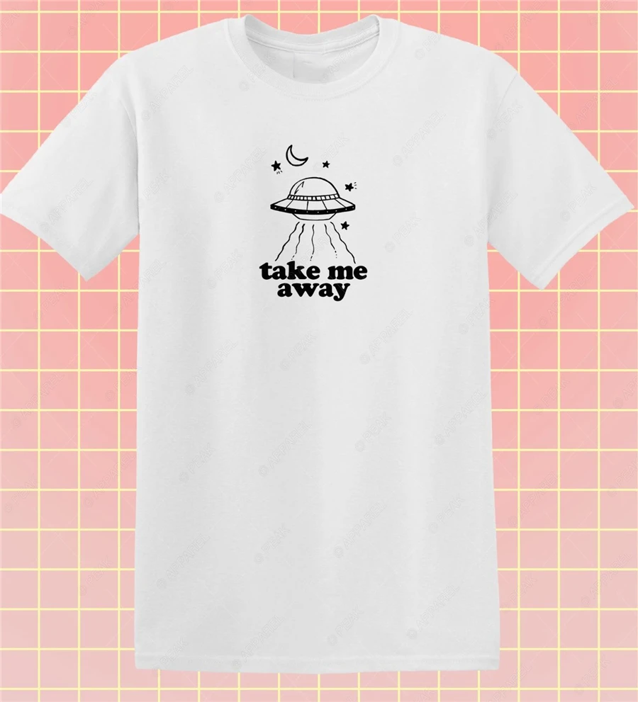 Футболка Take Me Away Ufo Alien Cute Tumblr хипстерский топ с индийскими космическими