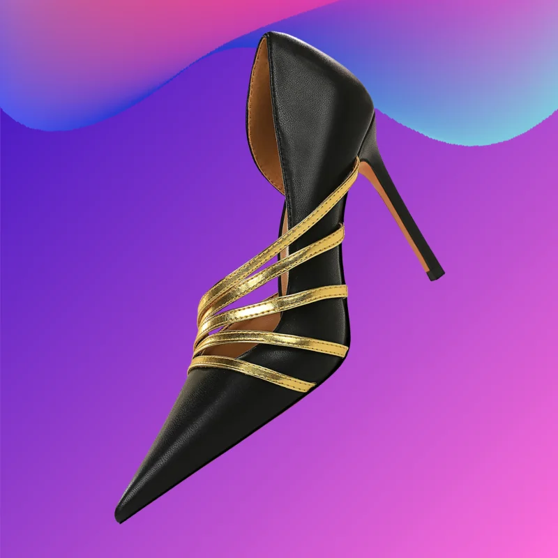 Женские туфли-лодочки на шпильке черные высоком каблуке 9 см обувь для свадьбы и