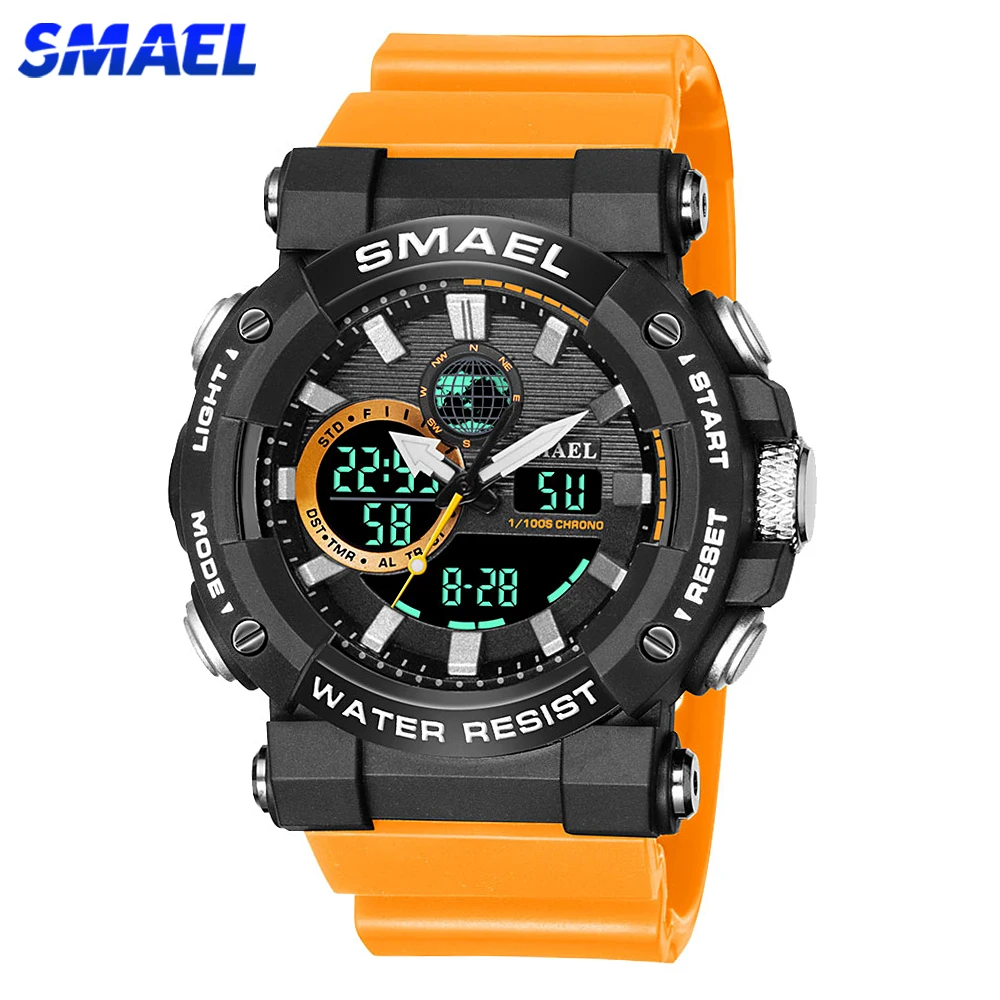 

SMAEL Watches for Mens Dual Time Digital Quartz Watch Waterproof Military Sports Male Shock wrist Watches for Men Gifts Clock