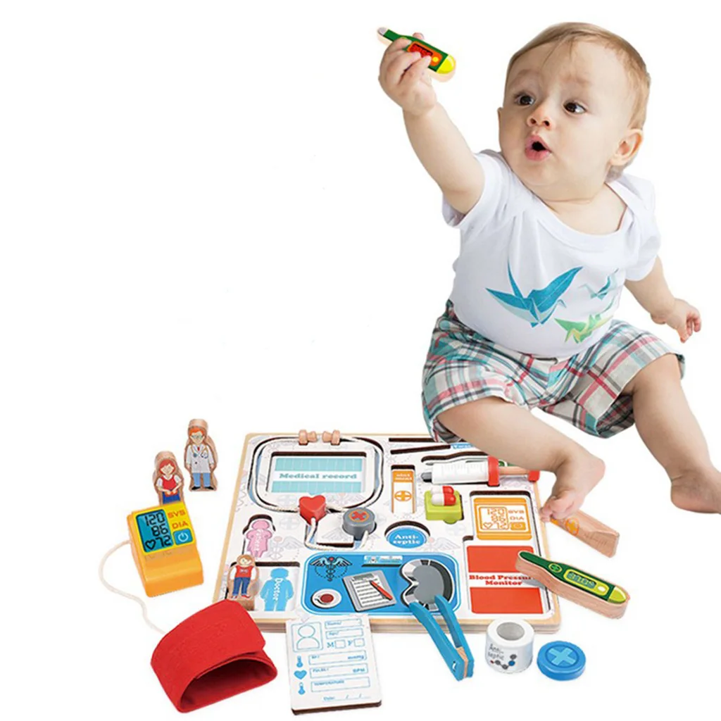 Деревянные наборы для медицинских игр набор докторских инструментов пазл