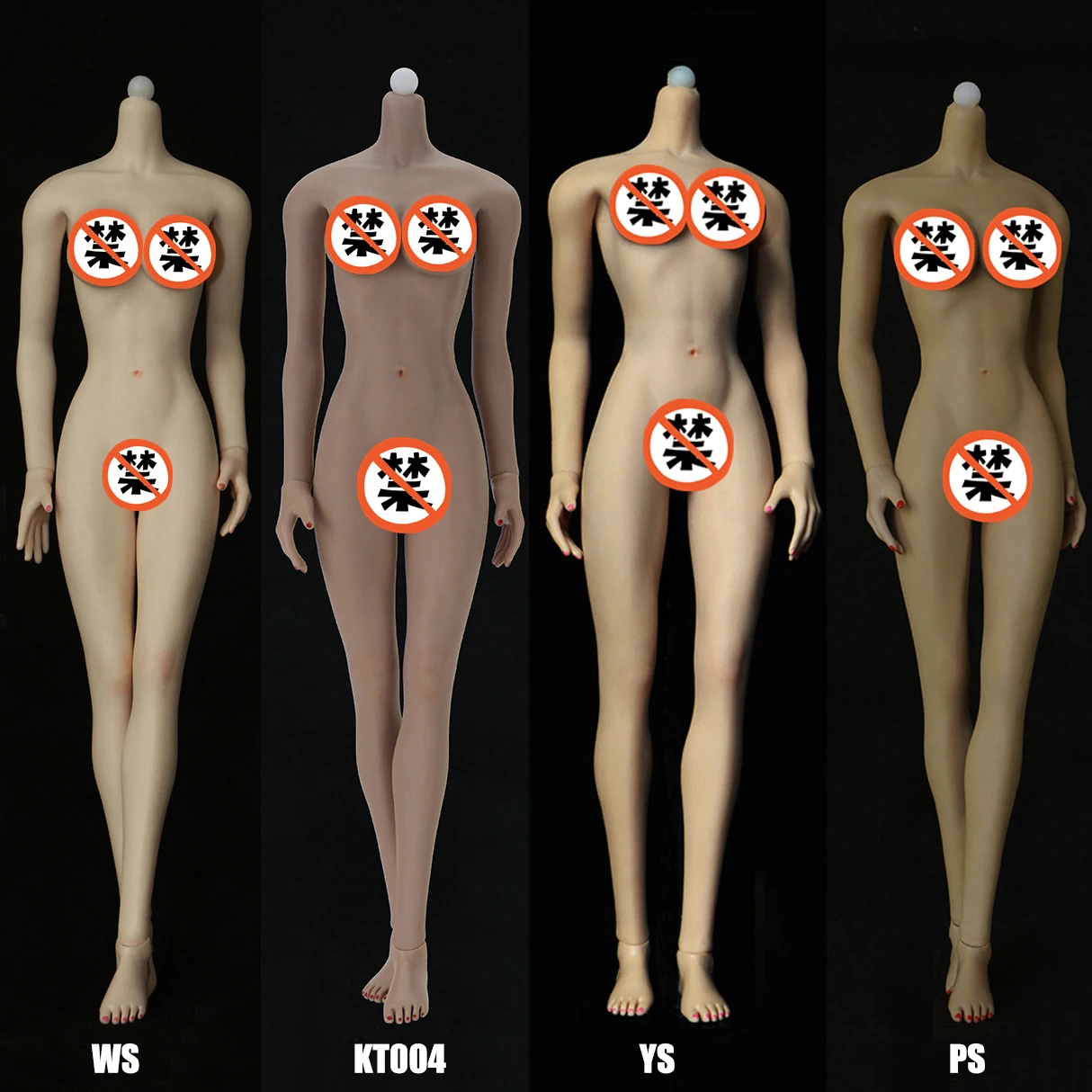 

1/6 Super-Flexible Normal Style Sexy Detachable Foot Female Large Breast Bust Seamless Bodies 7 Colors Model for 1:6 Head Sculpt