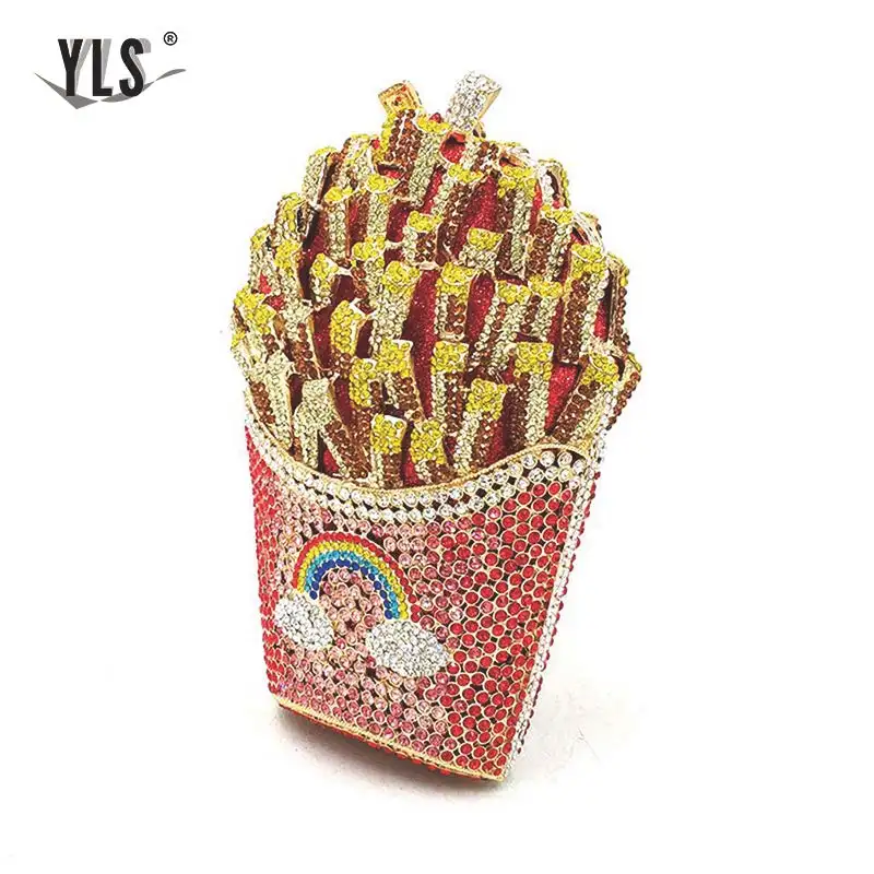 Colorful 2 YLS дизайнерский клатч с чипсами картофеля фри, женская вечерняя сумочка с кристаллами, Модный Роскошный кошелек со стразами, дамская сумочка для свадебной вечеринки - Цвет: Colorful 2