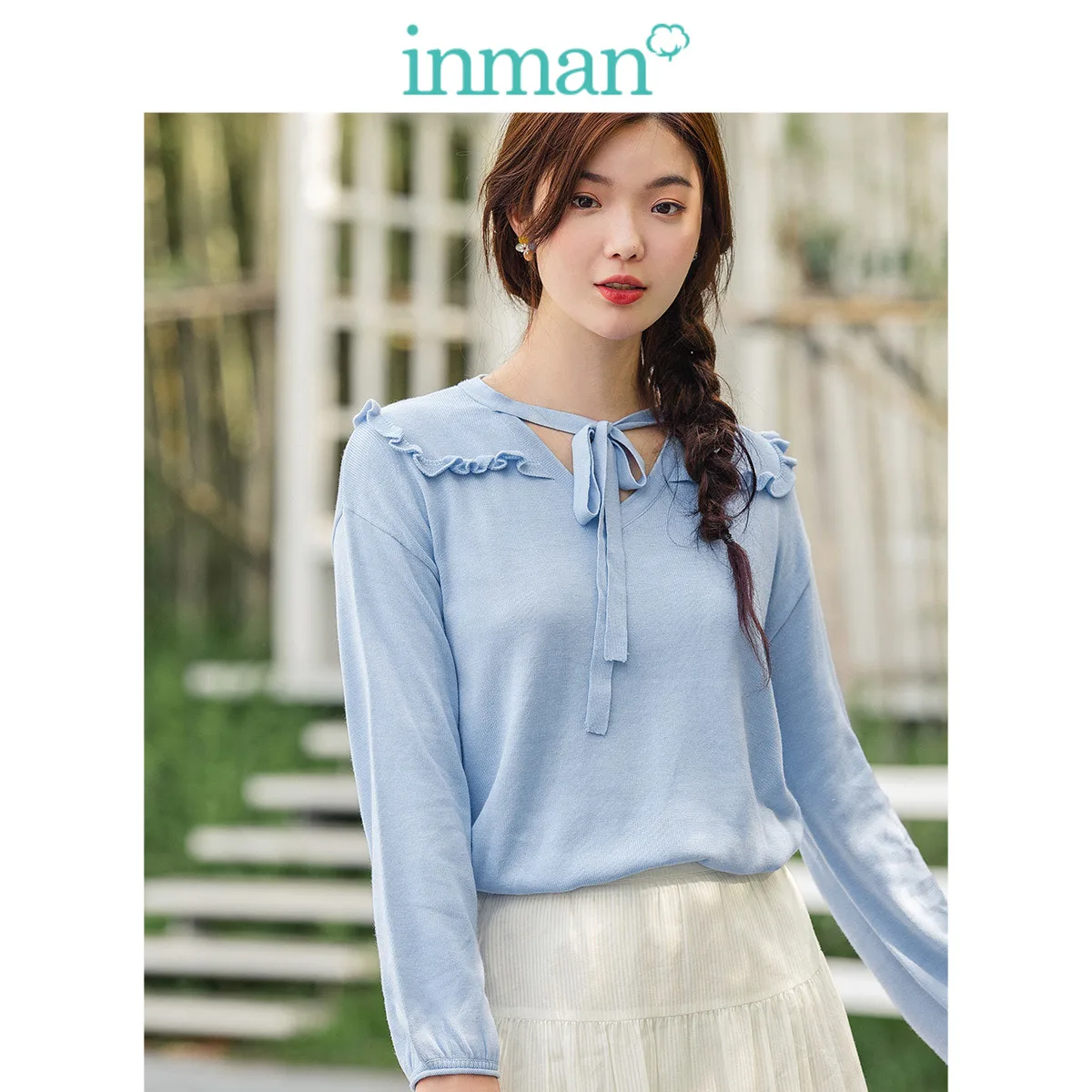 INMAN весна 2020 Новое поступление однотонный милый Цветочный v-образный вырез с