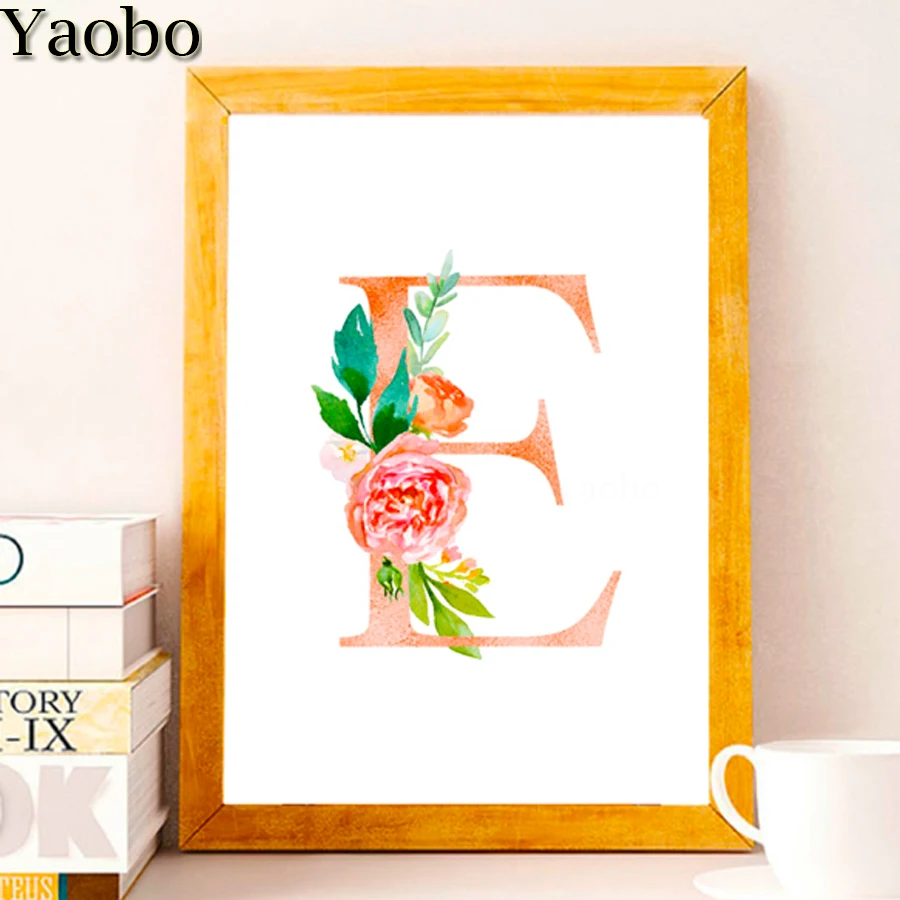 5d алмазная картина полная дрель квадратная круглая Алфавит розовый цветок