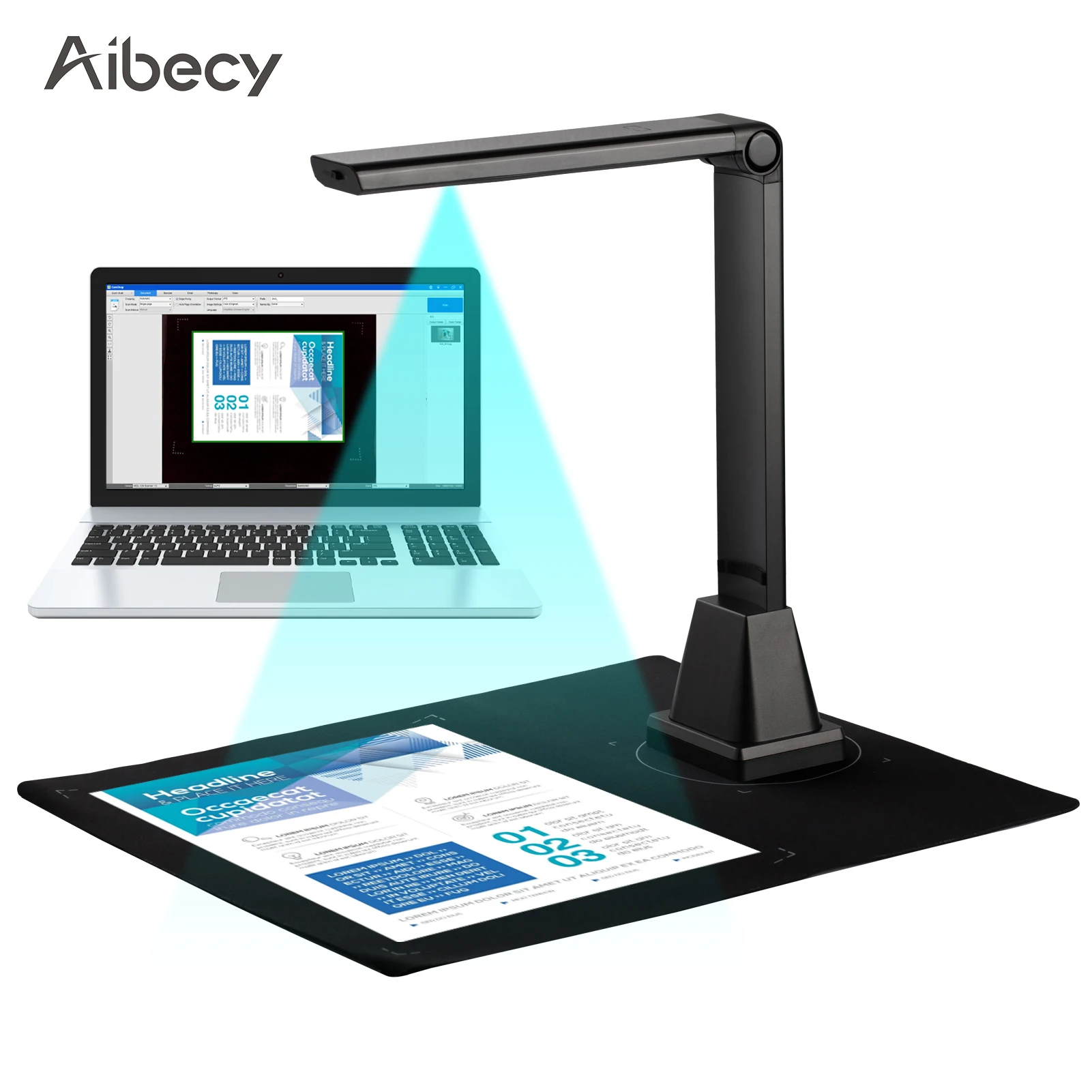 

Aibecy G500TS-R Портативный сканер документов Камера сканер 5 мегапикселей захвата A4 распознавания Функция файл Сканирование штрих-кодов для офис...