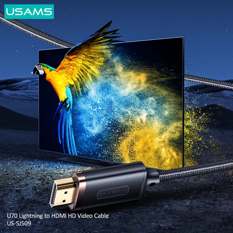 usams 2m 1080p ultra hd lightning to hdmi compatible audio video cable for iphone ipad tv box displayer laptop vr equipment free global shipping