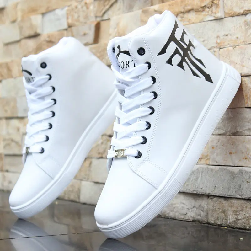 

Trendy Men Casual Vulcanized Shoes High Top Sneakers Boys Four Seasons Fashion Board Shoes 2021 New