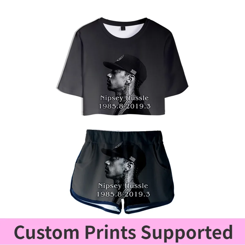 Женский комплект из 2 предметов футболка и шорты в стиле хип хоп|Спортивные