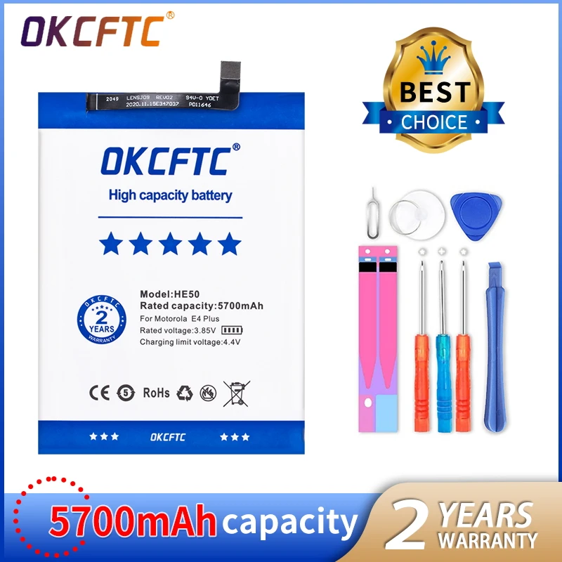 

OKCFTC New High Quality 5700mAh HE50 Battery For Motorola Moto E4 Plus E5 PLUS XT1770 XT1771 XT1775 XT1774 XT1776