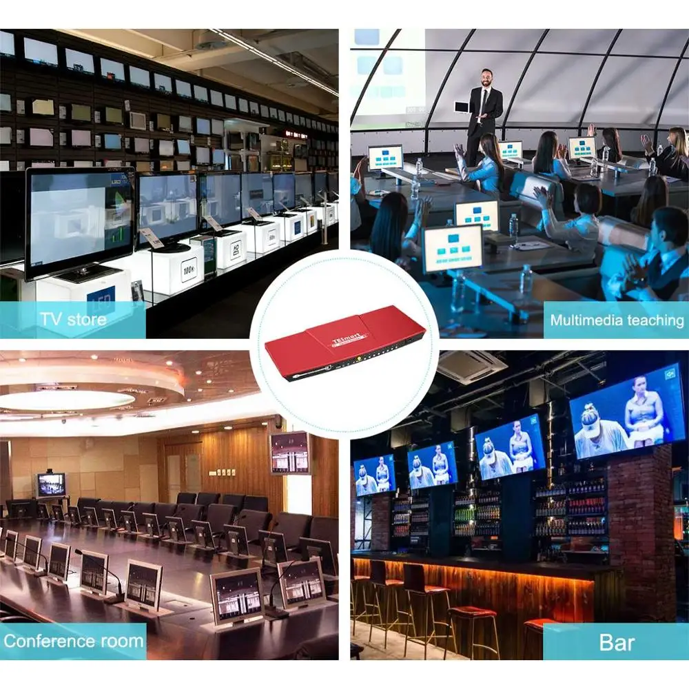 Tesla Smart 2 input 8 output HDMI переключатель сплиттер 2x8 с ИК пультом дистанционного
