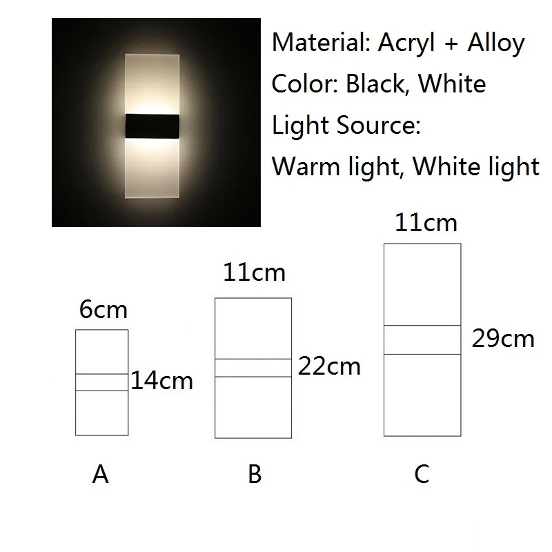 

Led Wall Lamp Modern Acrylic Wall Light Aluminium Living Room Bedroom Bathroom Mirror Light Bedside Industrial Apliques De Pared