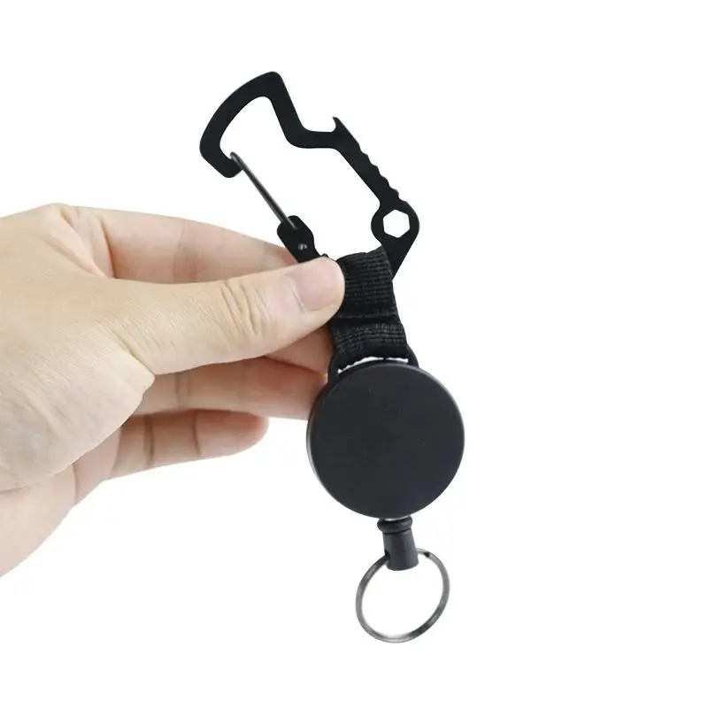 

1PC Key Ring with Steel Wire Cord Belt Clip Key Chain Holder Id Card Retractable Badge Holder Reel School Office Supplies