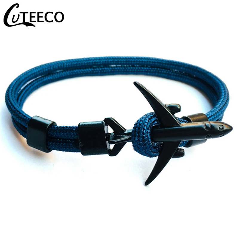 AJ3136-10 CUTEECO, высокое качество, браслеты для мужчин, Паракорд, якорь, браслеты из нержавеющей стали, Pulseira Masculina Feminina, ювелирные изделия для мужчин, обёрточная бумага - Окраска металла: AJ3136-10