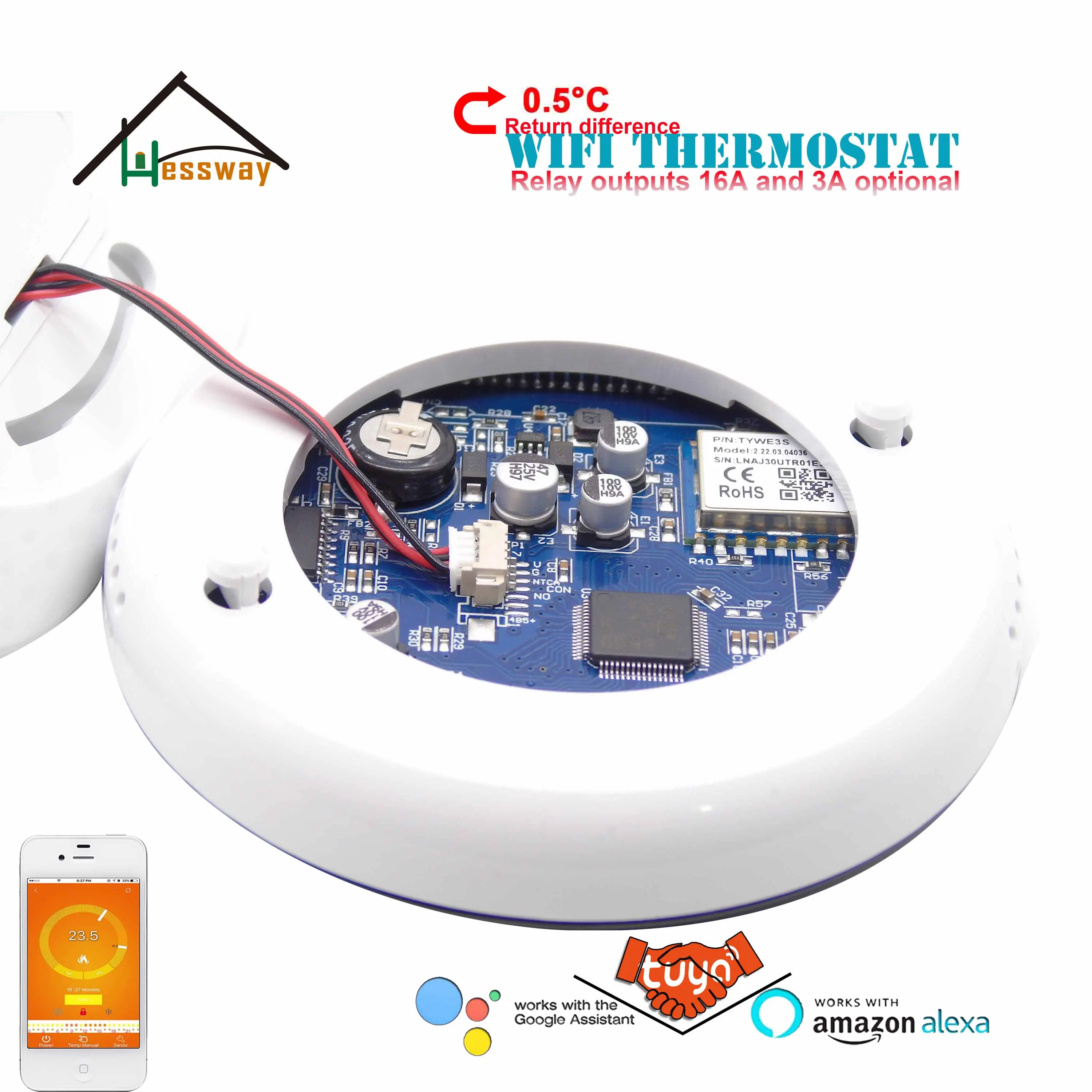 Европейский водонагреватель электрический тепловой термостат WIFI для системы Hvac