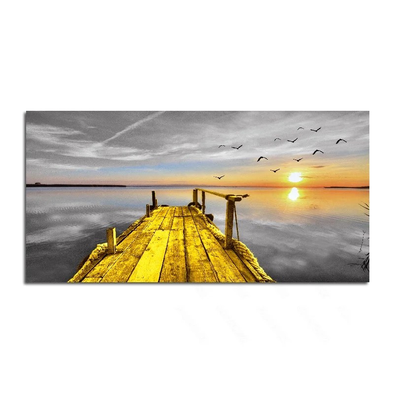 

Modern Style Print Background Poster 1 Pc and Wall Art Living Room Sofa Decoration Painting Sea Surface Gold Bamboo Row Pattern