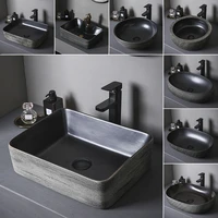 rectangle nordic black industrial cool style modern italian minimalism ceramic table basin