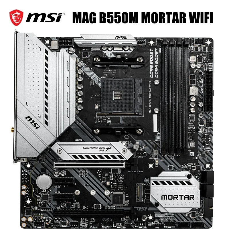

Brand New MSI MAG B550M MORTAR WIFI Computer Motherboard Support Ryzen 5600X/5800X/3700X/3600X CPU (AMD B550/Socket AM4)
