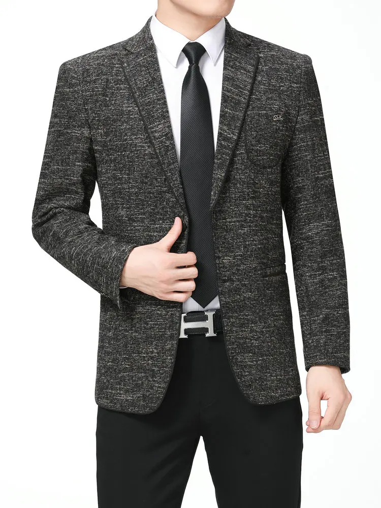 

2022 Men Black Grey Brown Business Suit Smart Casual Blazers Slim Fit Tailored Jacket Male Elegant Outfits Four Season Clothes